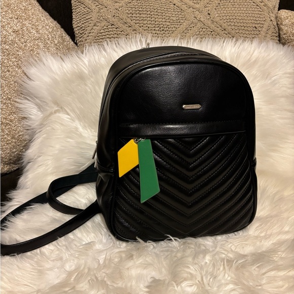 💛💚DAVID JONES  PARIS 
Black Leather 🎒 BACKPACK.💛💚 - Picture 1 of 15